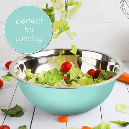 WHYSKO Meal Prep Stainless Steel Mixing Bowls Set, Home, Refrigerator, and Kitchen Food Storage Organizers | Ecofriendly, Reusable, Heavy Duty (Blue)