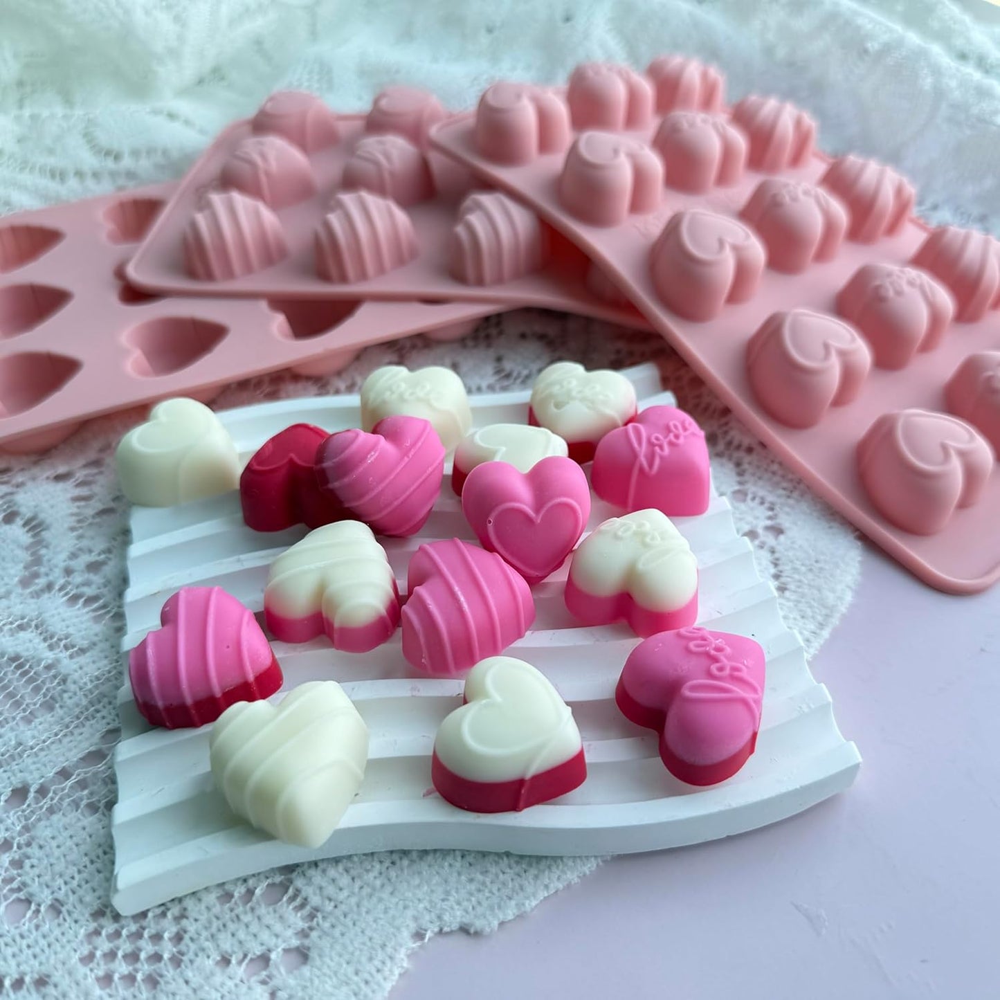 2 Pcs Heart Candy Chocolate Molds, Valentine's Day Mold Mini Heart Shaped Silicone Molds Small heart Ice Cube Mold for Jelly Resin Fondant Candle Valentine’s Day/Anniversary/Wedding DIY Baking
