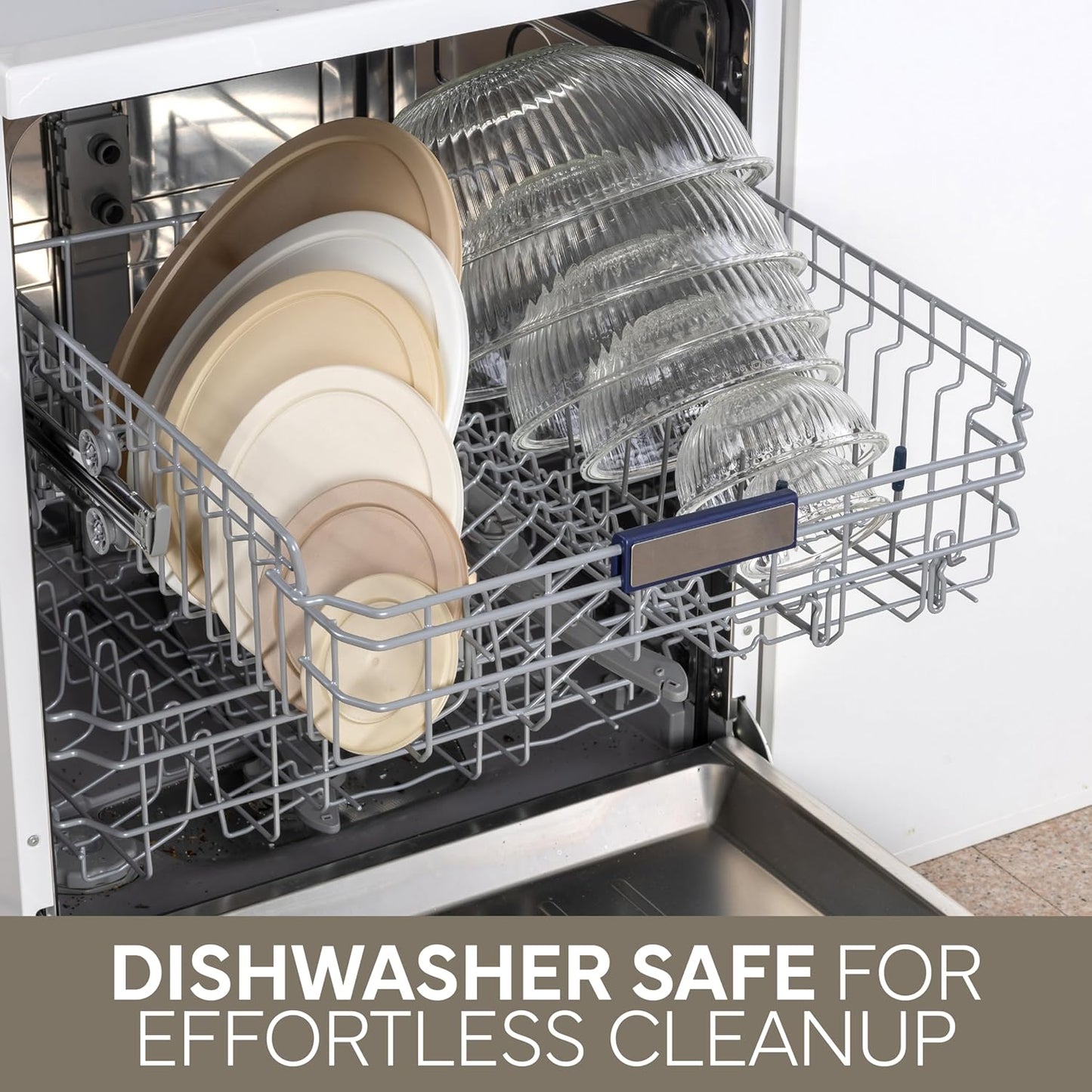 COOK WITH COLOR 12 Pc Glass Mixing Bowl Set with Lids – Borosilicate Glass Nesting Bowls for Cooking, Baking and Meal Prep, Fluted Brown