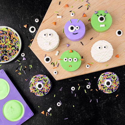 Sweets Indeed Sandwich Cookie Decorating Kit – Halloween DIY Set with Oreo Mold, Spooky Sprinkles, Candy Eyeballs, Monster Teeth & Piping Bags