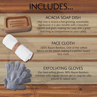 Temple Spring Wooden Bathtub Tray, Acacia Bathroom Accessories, Bath Tray for Tub, at Home Spa Essentials, Board for Tub Table, Bath Caddy for Bathtub Accessories & Bathroom Essentials - Not Teak