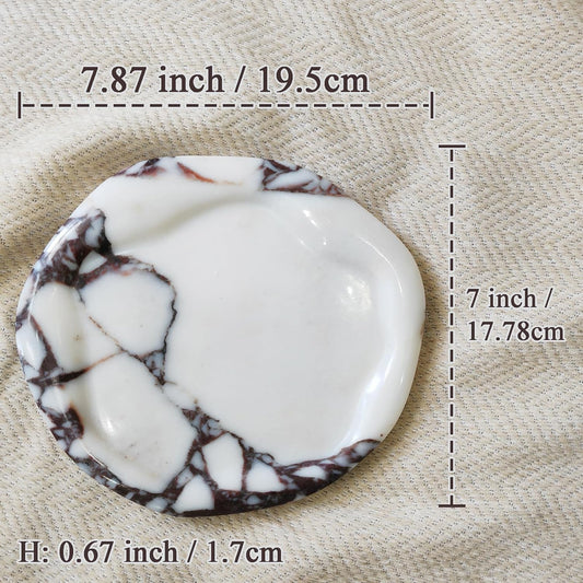 Marble Tray for Jewelry, Food and Daily Items, Irregular Stone Sculpture, Suitable for Home Decor Storage Tray Vanity/Dresser Non-Resin/Non-Ceramic (yuanduo-baoge)