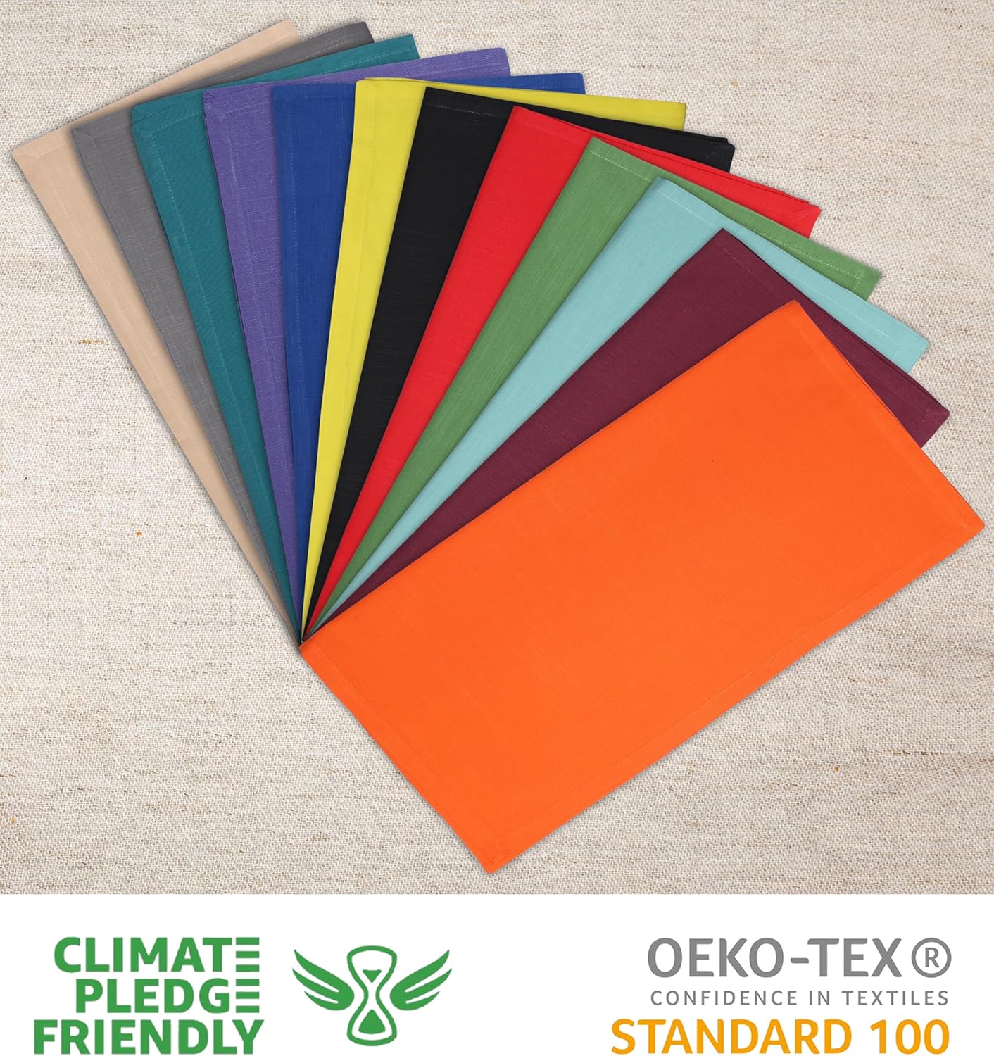 Urban Villa Dinner Napkins Solid Slub Set of 6 MUL Color Dinner Napkins Size 20X20 in Cloth Napkins Cotton Cloth Napkins Premium Quality Mitered Corner Ultra Soft DinnerNapkins