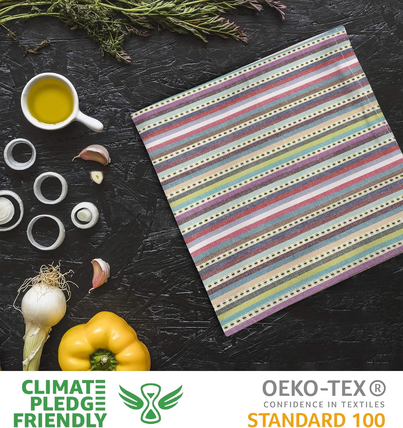 Urban Villa Cloth Napkins Set of 12 20x20 Inches 100% Cotton Napkins Cloth Washable Durable Reusable Absorbent Table Dinner Napkins Cloth for Hotel Lunch Restaurant Weddings Parties – Blue Stripes