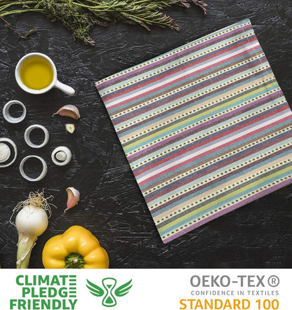 Urban Villa Cloth Napkins Set of 12 20x20 Inches 100% Cotton Napkins Cloth Washable Durable Reusable Absorbent Table Dinner Napkins Cloth for Hotel Lunch Restaurant Weddings Parties – Blue Stripes