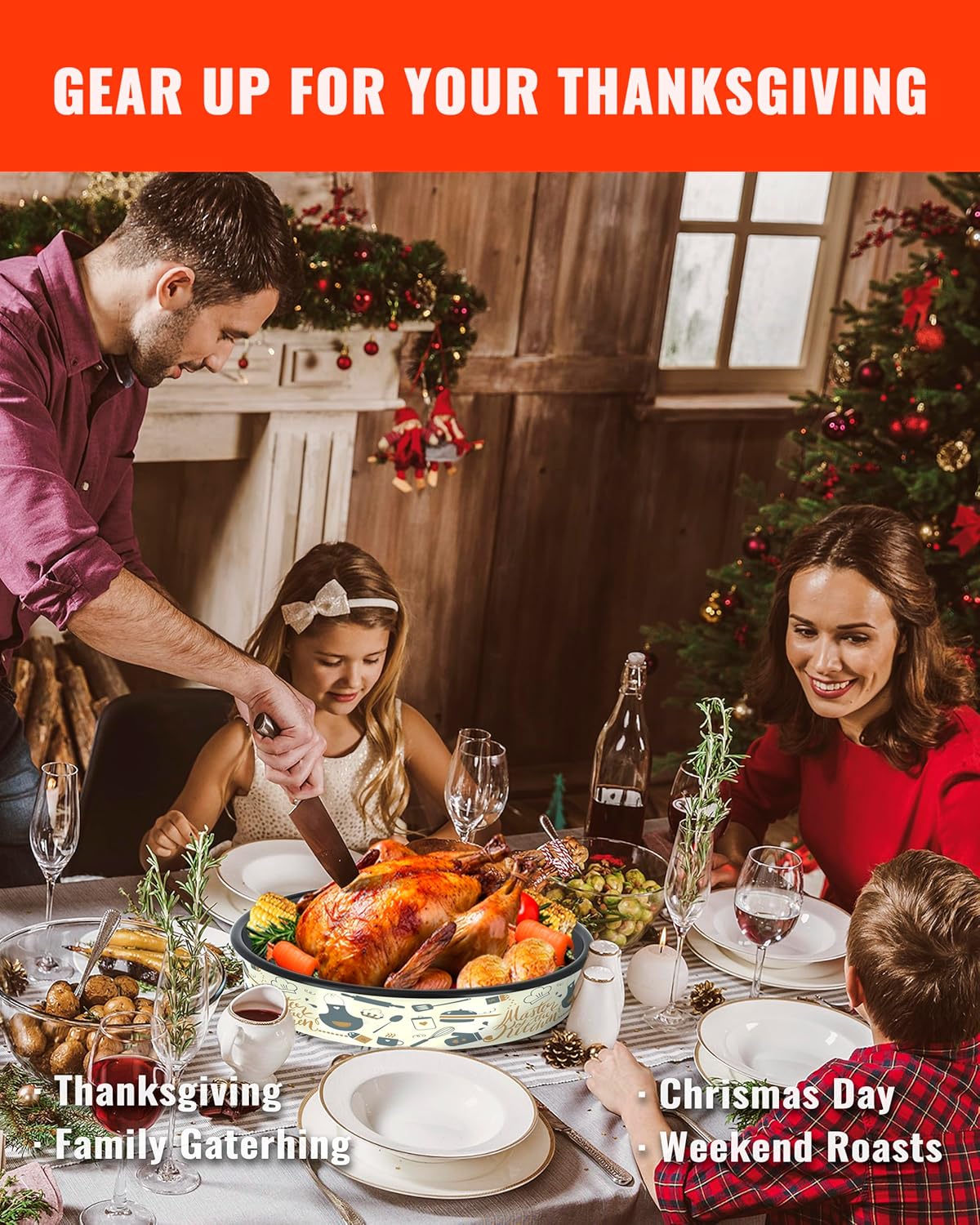 Round Baking Pan Set Roasting Dish 4-Pack 9/10/12/14 Inches Enamel Non Stick Large Cookware for Cake Bread Pie Pizza Turkey Steak, Non-Toxic Oven Dishwasher Safe Christmas Bakeware