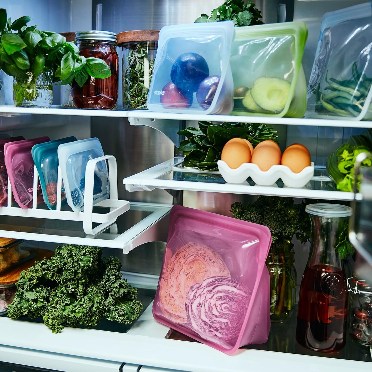 Stasher Premium Silicone Reusable Food Storage Stand-Up Mega Bag, Sea Urchin, Microwave, Sous Vide, Dishwasher, Oven and Freezer Safe, BPA Free, Leak-free, Eco-friendly, 104 Oz