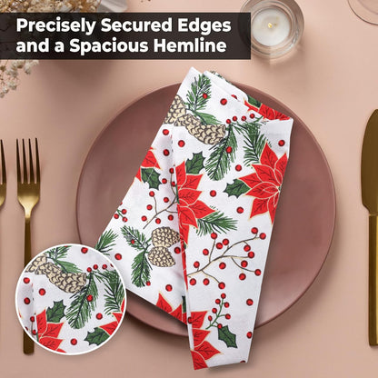 Urban Villa Cloth Napkins Set of 12(20x20 Inches)100% Cotton Napkins Cloth Washable Durable Reusable Absorbent Table Dinner Napkins Cloth for Christmas Hotel Lunch Restaurant Parties –Pine Cone Print