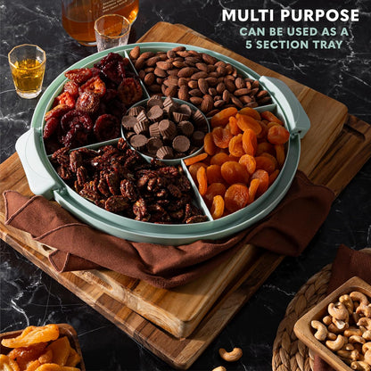 EXTRA LARGE & EXTRA STURDY Cake Carrier, Cake Stand with Lid and Foldable Handles - Multifunctional Serving Platter and Cake Plate - Cake Container with Dome and Strong Snaps 13 x 13 x 7 inch (Green)