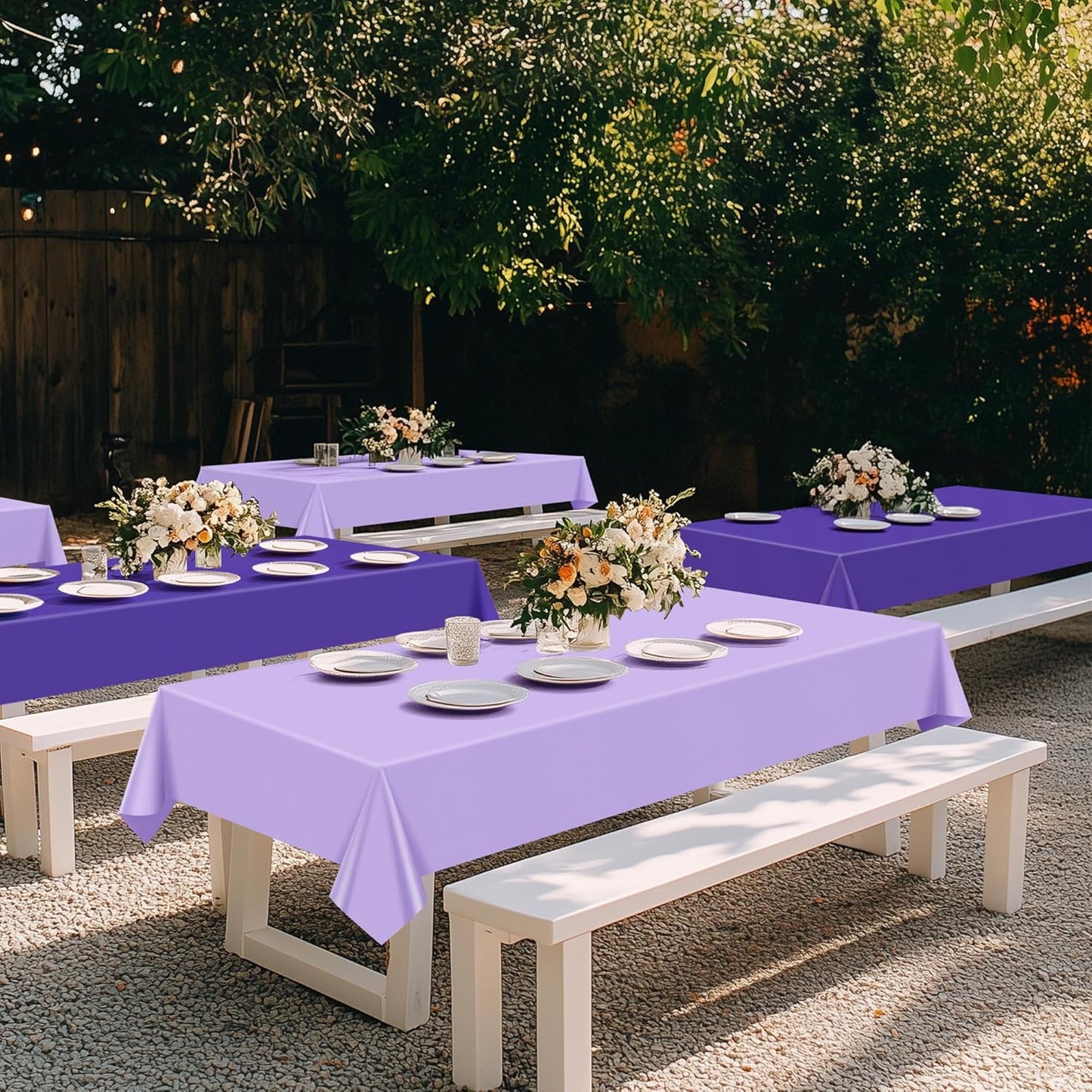 12 Pieces Purple Series Rectangle Tablecloth, 54x72" Solid Color Waterproof & Spillproof Disposable Plastic Table Cover, Durable Party Tablecloth for Dining, Buffet, Picnic, Outdoor Events