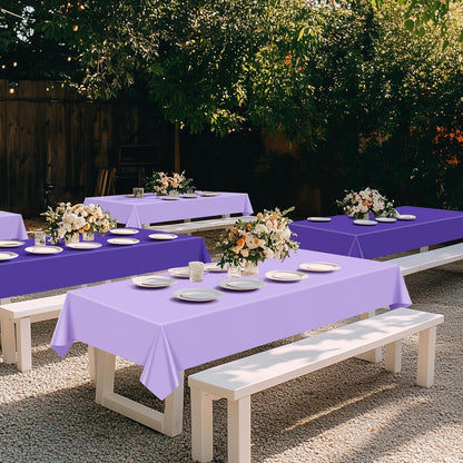 6 Pieces Purple Series Rectangle Tablecloth, 54x72 Solid Color Waterproof & Spillproof Disposable Plastic Table Cover, Durable Party Tablecloth for Dining, Buffet, Picnic, Outdoor Events