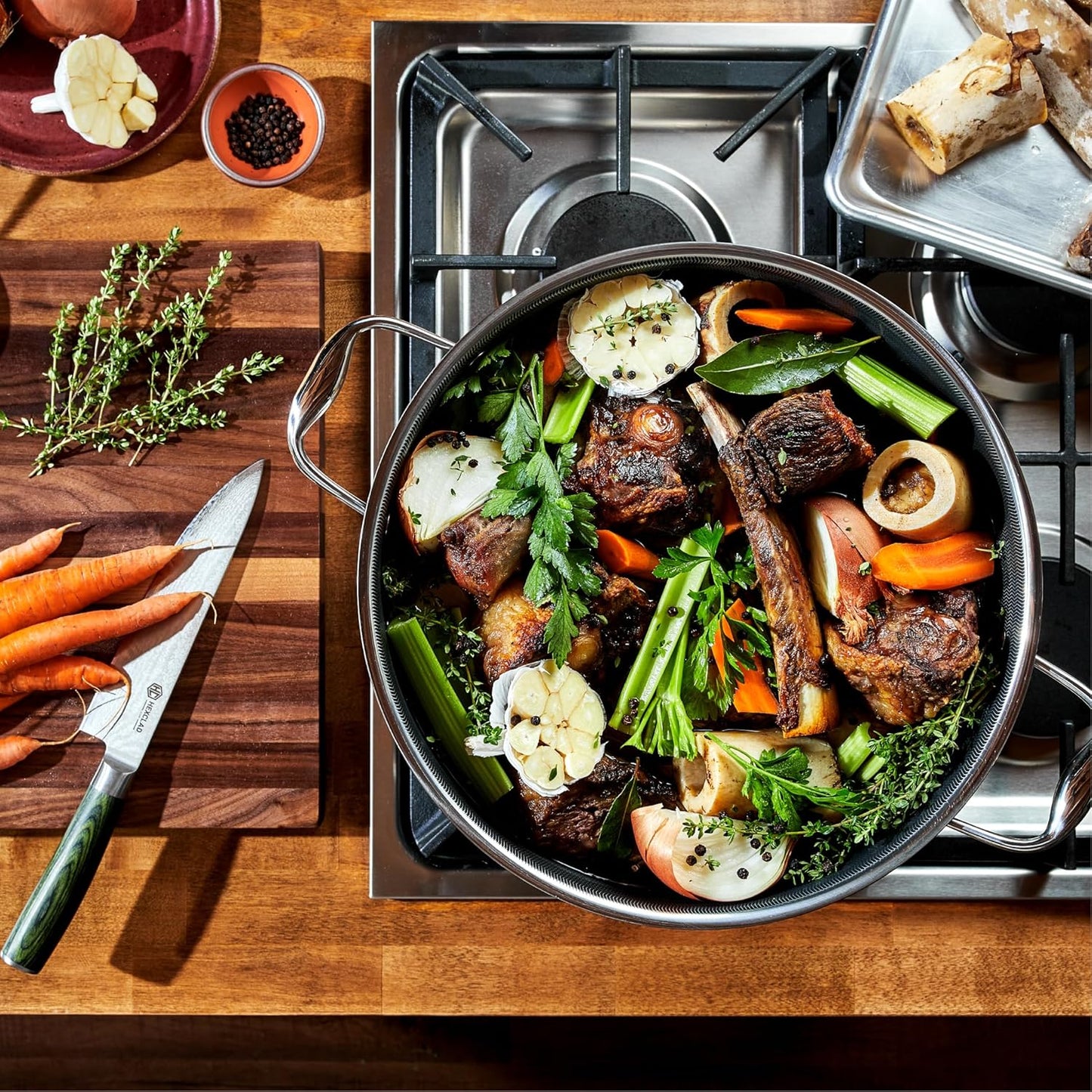 HexClad Hybrid Nonstick 12-Quart Stockpot with Tempered Glass Lid, Stay-Cool Handles, Dishwasher-Friendly, Oven-Safe Up to 900°F, Induction Ready, Compatible with All Cooktops