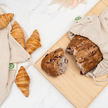 Reusable Linen Sourdough Bread Bags - 2 Pack Reusable, Undyed, Toxic-free, Washable and Perfect for Storing and Transporting Your Homemade Bread - Artisan Linen Bread Loaf Bags (2 Bags - 12”x15”)