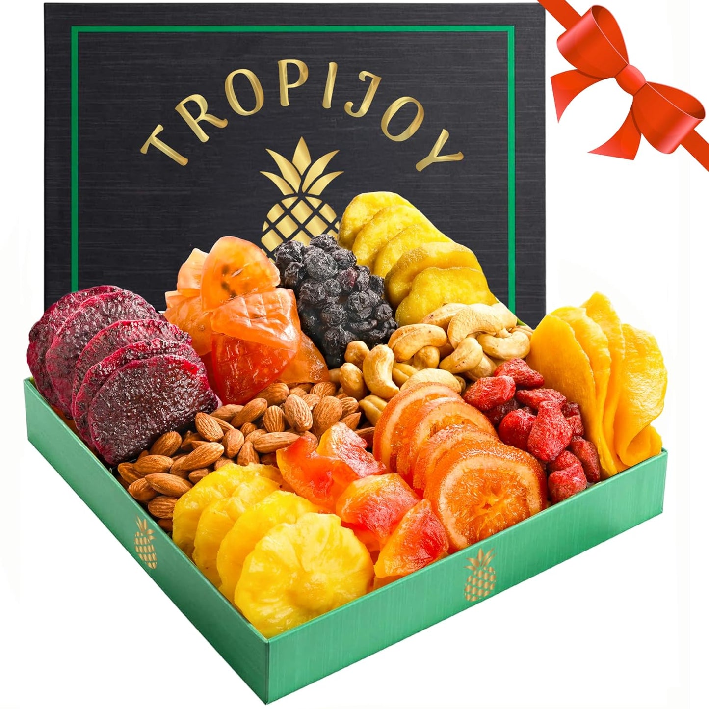 Christmas Gift Baskets - 11 Tropical Flavors - 20oz Soft Dried Fruit Basket Gift | Holiday Gift Baskets for Adults - Dried Fruit Gift Basket - Christmas Food Gifts - Family Gifts for Christmas Basket