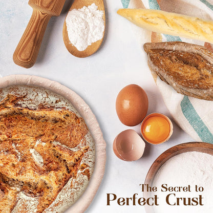 Bread Proofing Baskets for Sourdough Bread Baking - Set of 2 7" Round Banneton Baskets with Liners, Made of Finest Indonesian Rattan - Bake Perfect Artisan Bread Loaves at Home Like a Pro