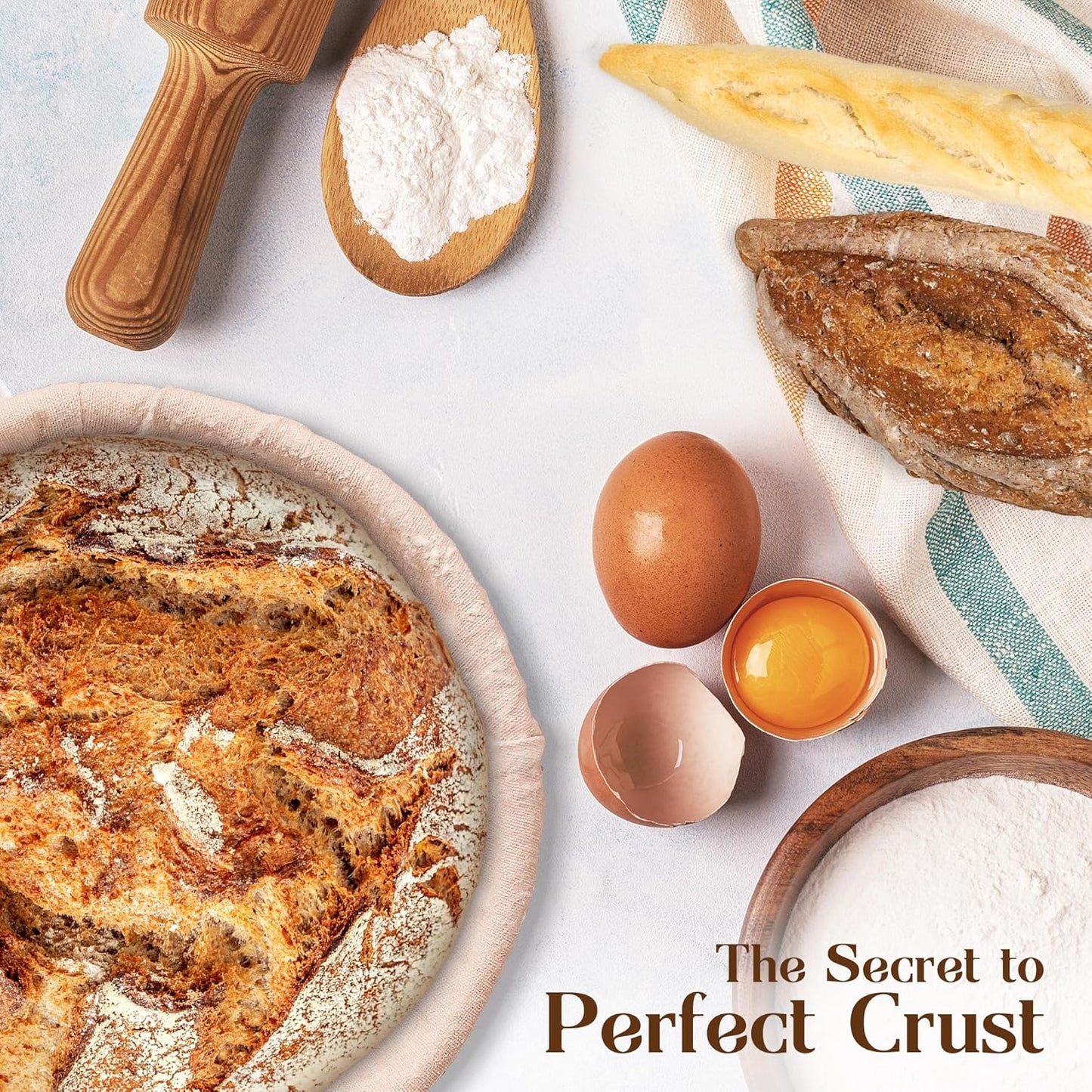 Bread Proofing Baskets for Sourdough Bread Baking - 7" and 9" Round Banneton Baskets with Liners, Made of the Finest Indonesian Rattan - Bake Perfect Artisan Bread Loaves at Home Like a Pro