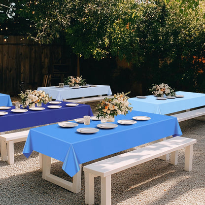 4 Pieces Light Blue Series Rectangle Tablecloth, 54x72" Solid Color Waterproof & Spillproof Disposable Plastic Table Cover, Durable Party Tablecloth for Dining, Buffet, Picnic, Outdoor Events