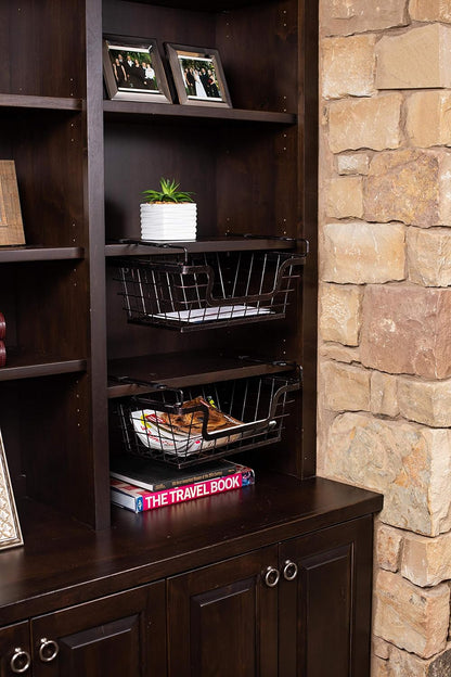 BIRDROCK HOME Wire Baskets - Set of 2 Stackable Hanging Bins - Wall Mount Shelf - Potato Onion Storage - Kitchen Pantry Organizer - Fruit Vegetable Snack Tier - Counter Cabinet Storage - Metal Baskets