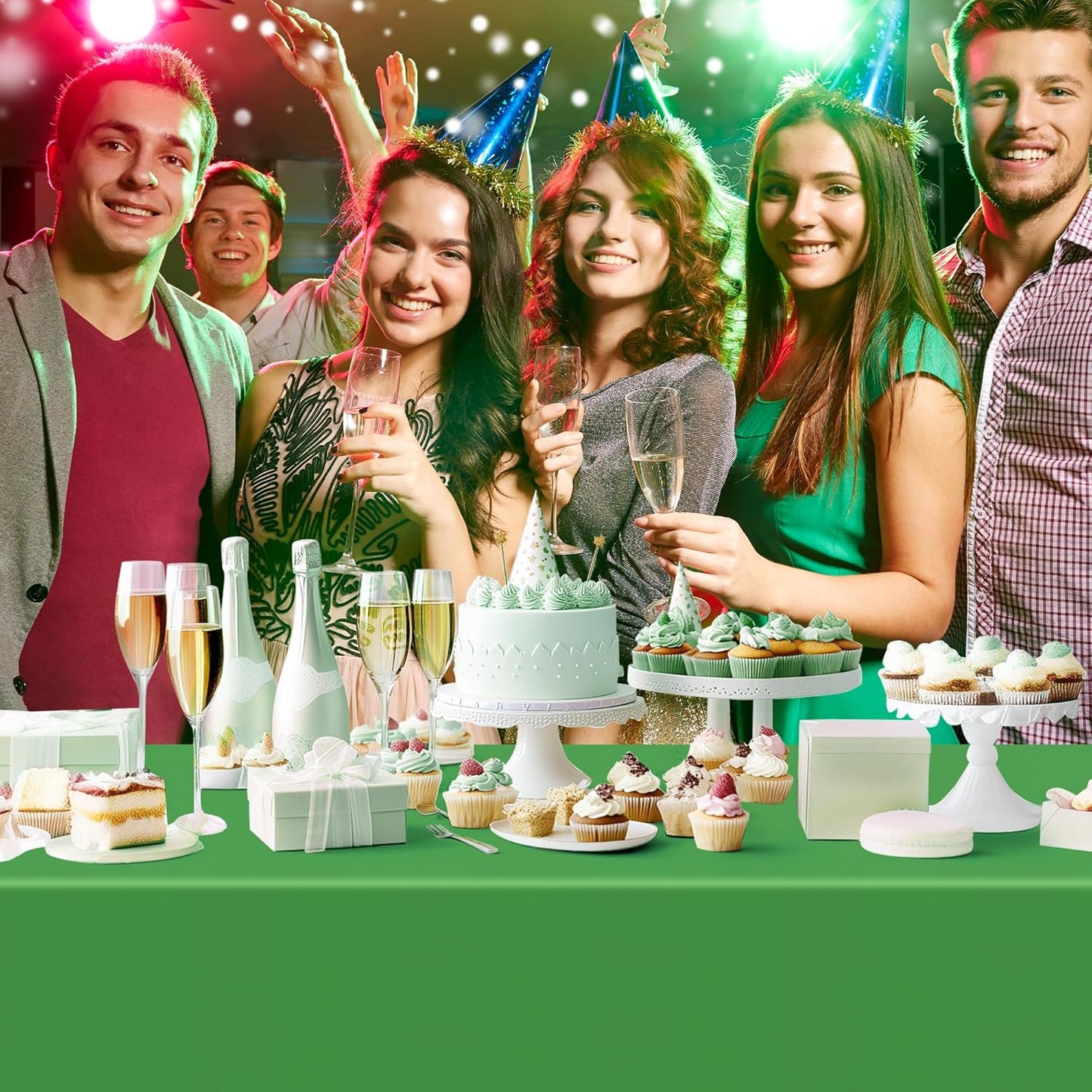 12 Pieces Light Green Series Rectangle Tablecloth, 54x72" Solid Color Waterproof & Spillproof Disposable Plastic Table Cover, Durable Party Tablecloth for Dining, Buffet, Picnic, Outdoor Events