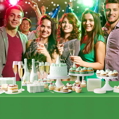 4 Pieces Light Green Series Rectangle Tablecloth, 54x72" Solid Color Waterproof & Spillproof Disposable Plastic Table Cover, Durable Party Tablecloth for Dining, Buffet, Picnic, Outdoor Events