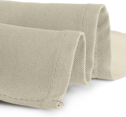 Gee Di Moda Cloth Napkins - 17 x 17 Inch Ivory Dinner Napkins - Set of 12 Soft & Absorbent Washable Fabric Cloth Table Napkins with Hemmed Edges for Hotel Restaurant, Holiday Parties & Wedding