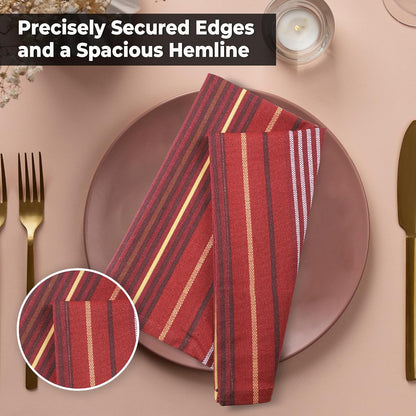Urban Villa Cloth Napkins Set of 12 20x20 Inches 100% Cotton Napkins Cloth Washable Durable Reusable Absorbent Table Dinner Napkins Cloth for Thanksgiving Hotel Lunch Restaurant Parties –Stripes Print
