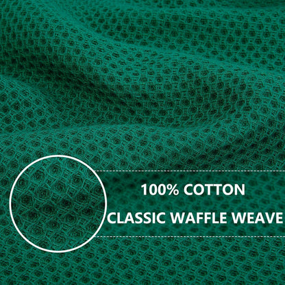 Homaxy 100% Cotton Waffle Weave Kitchen Dish Towels, Ultra Soft Absorbent Quick Drying Cleaning Towel, 13 x 28 Inches, 8-Pack, Dark Green