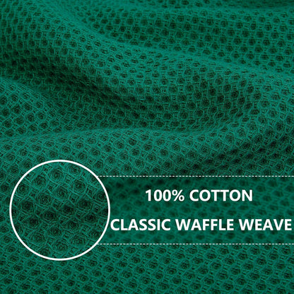 Homaxy 100% Cotton Waffle Weave Kitchen Dish Cloths, Ultra Soft Absorbent Quick Drying Dish Towels, 12 x 12 Inches, 12-Pack, Dark Green