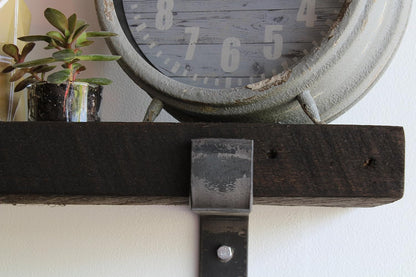 Urban Legacy Accent Shelves | Reclaimed Barn Plank | Set of 2 with Full Brackets (Coffee Bean 18"x 7"x 2")