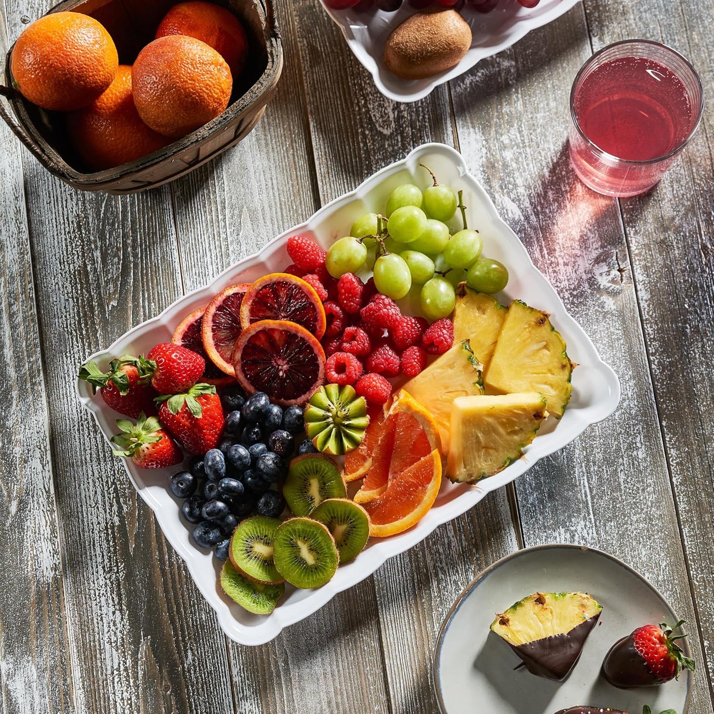 Plasticpro Plastic Serving Trays - Serving Platters Rectangle 9X13 Disposable Party Dish 12 White