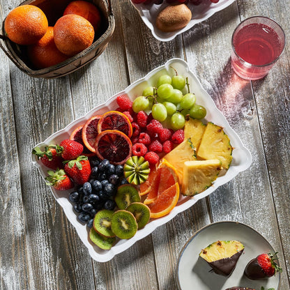 Plasticpro Plastic Serving Trays - Serving Platters Rectangle 9X13 Disposable Party Dish 8 White Trays