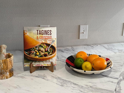 Handwoven African Basket Handmade sisal Fruit Bowl Wall Hanging decorative Baskets for Home Living Room Kitchen Centerpiece Zen Designs Arts and Crafts (Blue Black Natural, 8in diameter)