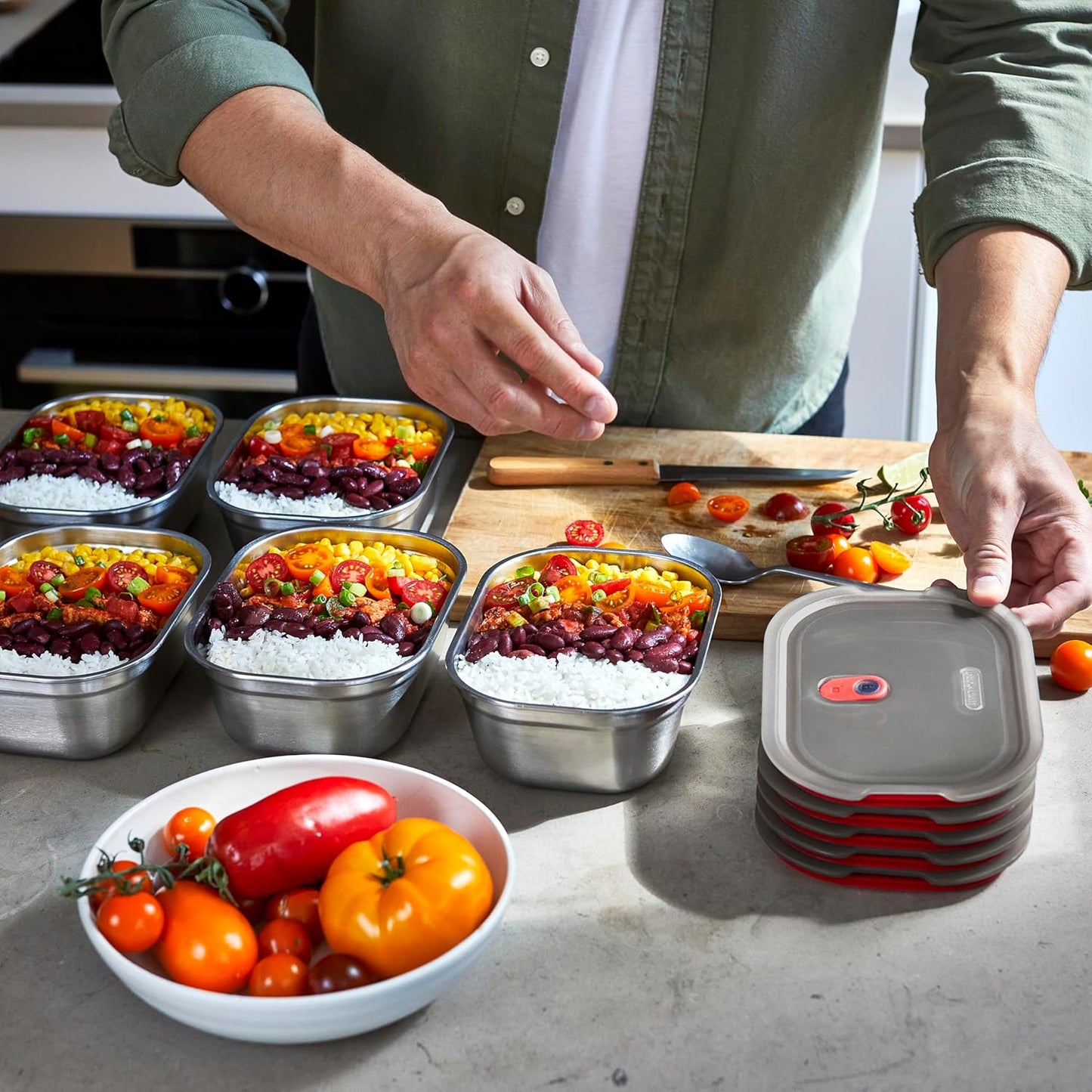 BLACK + BLUM Microwavable Stainless Steel Lunch Box | Multi-Function, Vacuum Sealed Container for Healthy Food | Portable and Stackable Food Storage for Office and Outdoor | 40 oz / 1200 ml