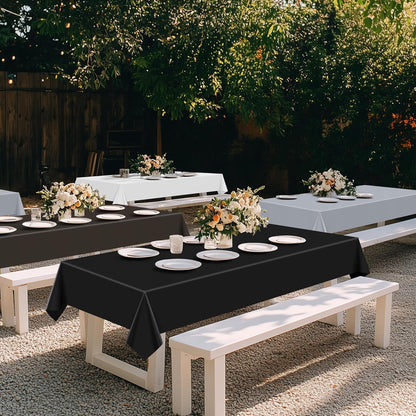 4 Pieces Classic White Series Rectangle Tablecloth, 54x72" Solid Color Waterproof & Spillproof Disposable Plastic Table Cover, Durable Party Tablecloth for Dining, Buffet, Picnic, Outdoor Events