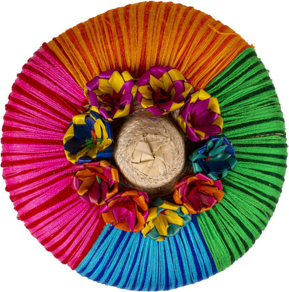 2-Pack Genuine Mexican Handwoven Tortilla Basket, Fiesta Mexican Tortilla Warmer, Tortilla Holder, Tortillero, Palm Straw Baskets Handmade in Mexico, Mexican Bowls (2, Arcoiris)