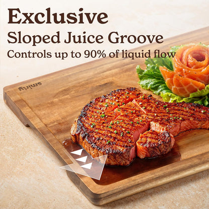 SMIRLY Wood Cutting Board, Bamboo Cutting Board Set, Chopping Board and Wooden Cutting Boards for Kitchen, Small Wood Cutting Board and butcher block (Acacia Wood, 3 Pack)