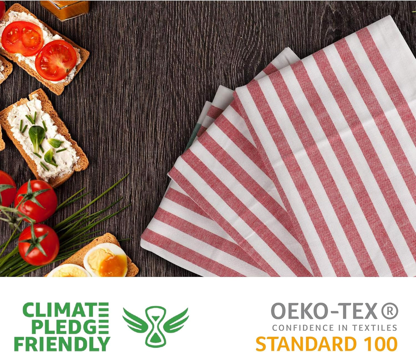 Urban Villa Dinner Napkins Horizontal Stripes Cloth Napkins Set of 12 Ruby/Green Color Dinner Napkins 20x20 Inches 100% Cotton Over sized Cloth Napkins with Mitered Corners Dinner Napkins