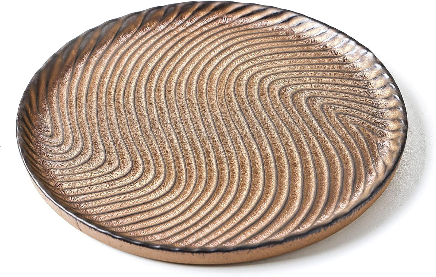 Vanity Tray, Candle Tray, Bathroom Tray, Countertop Tray, Perfume Holder Organizer, Decorative Tray for Dresser, Table, Bathroom Countertop, Home décor, Round, Brown, 8"×8"