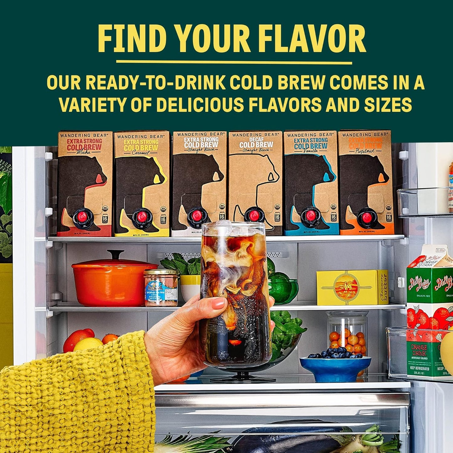 Wandering Bear Straight Black Organic Cold Brew Coffee On-the-Go - Extra Strong, Bold, Smooth, Unsweetened, Shelf-Stable, Ready to Drink, 100% Organic Iced Cold Brewed Coffee Drink -11 fl oz, 12 pack