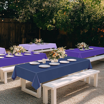 6 Pieces Purple Series Rectangle Tablecloth, 54x72 Solid Color Waterproof & Spillproof Disposable Plastic Table Cover, Durable Party Tablecloth for Dining, Buffet, Picnic, Outdoor Events