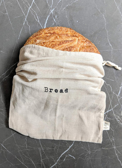 Set of 2 Extra Large Farmhouse Natural Linen 12"x15" Artisan Boule Bread Bags, Reusable Drawstring Bag for Homemade Bread Storage, Perfect for Bakers, House Warming, Now in Natural or Black Color!