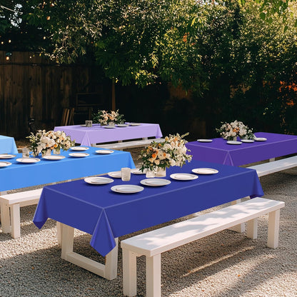 4 Pieces Blue & Purple Series Rectangle Tablecloth, 54x72" Solid Color Waterproof & Spillproof Disposable Plastic Table Cover, Durable Party Tablecloth for Dining, Buffet, Picnic, Outdoor Events
