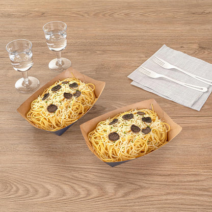 Restaurantware Bio Tek 1 Pound Food Boats 200 Disposable Paper Food Trays - Heavy-Duty Greaseproof Frenchie Paper Food Boats For Snacks Appetizers Or Treats Use At Parties Or Carnivals