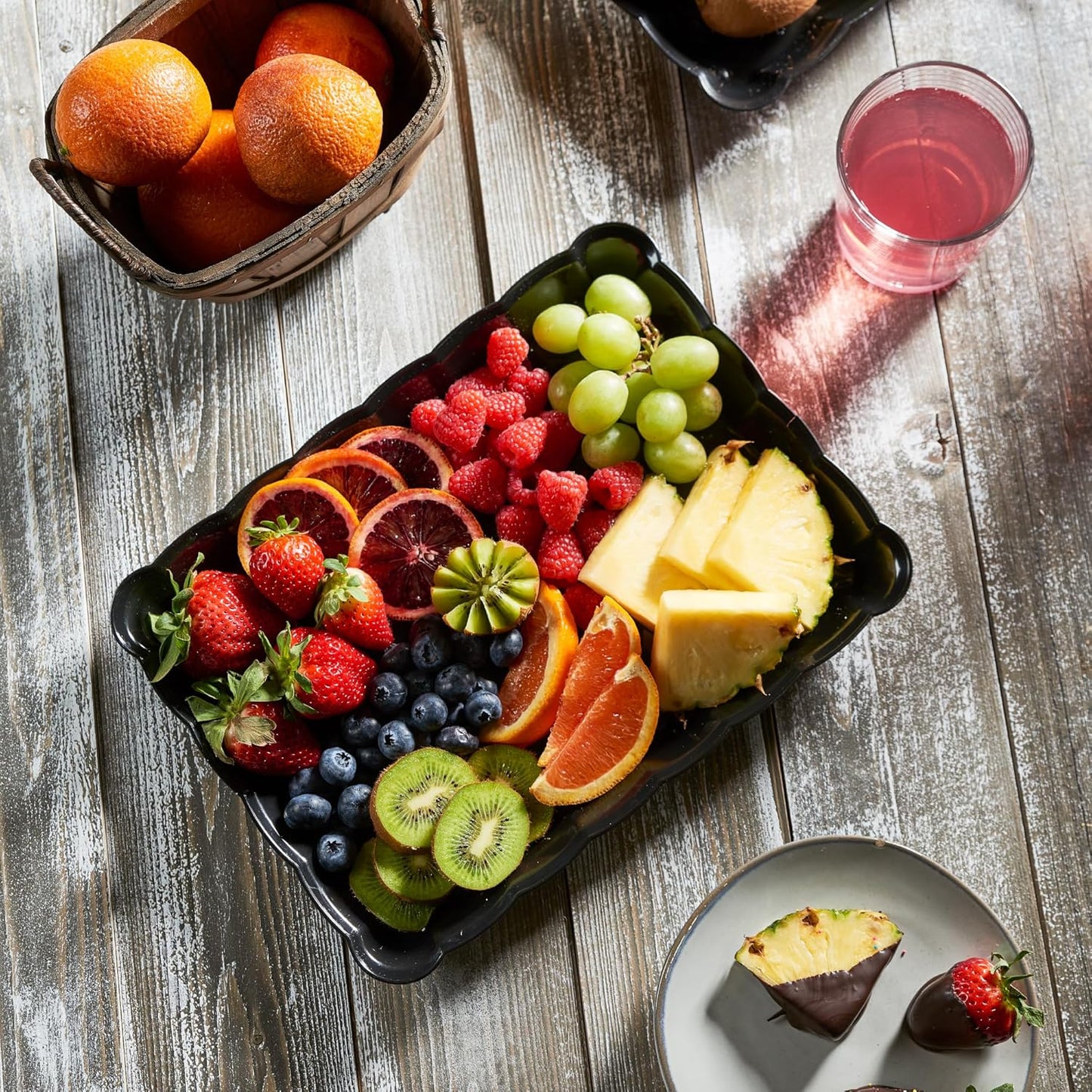 Plasticpro Plastic Serving Trays - Serving Platters Rectangle 9X13 Disposable Party Dish Includes 8 Black Trays