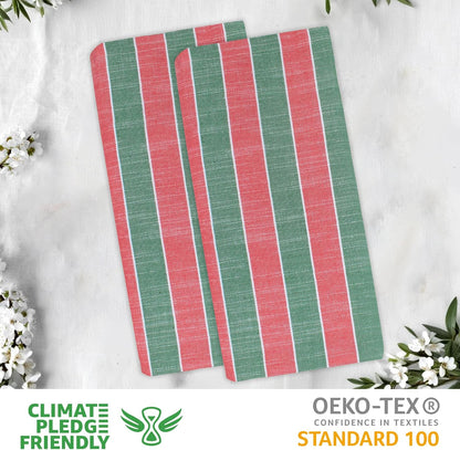 Urban Villa Christmas Cloth Napkin Xmas Stripes Dinner Napkins Set of 12 Red Green White 100% Cotton Reusable Washable Absorbent Soft Cloth Napkins 20”X20”Ideal for Everyday Use Christmas Parties