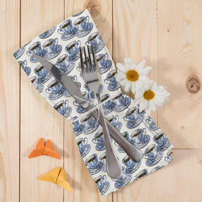 Vintage Teacups Kitchen Dish Towels, Blue and White Coffee Cups Kitchen Decor, Coffee Tea Lovers Gifts for Women, Tea Time Hand Towels Kitchen Bathroom Tea Towels Decorations, 16x24inch