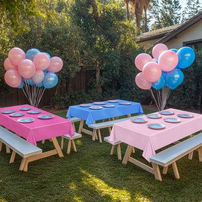 6 Pieces Pink & Blue Series Rectangle Tablecloth, 54x72" Solid Color Waterproof & Spillproof Disposable Plastic Table Cover, Durable Party Tablecloth for Dining, Buffet, Picnic, Outdoor Events