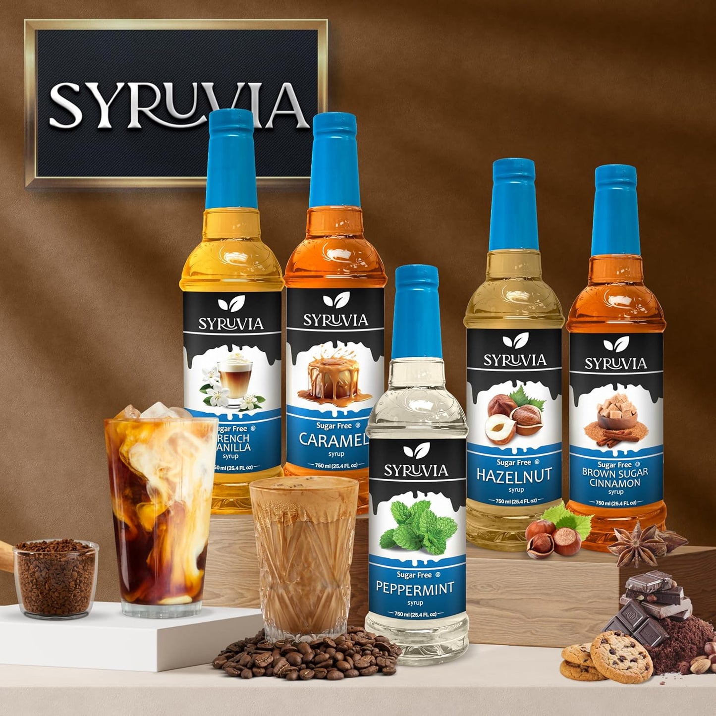Syruvia Sugar Free Coffee Syrup, Peanut Butter Cup Flavored Syrup for Drinks, Lattes, and Desserts – 25.4 fl oz