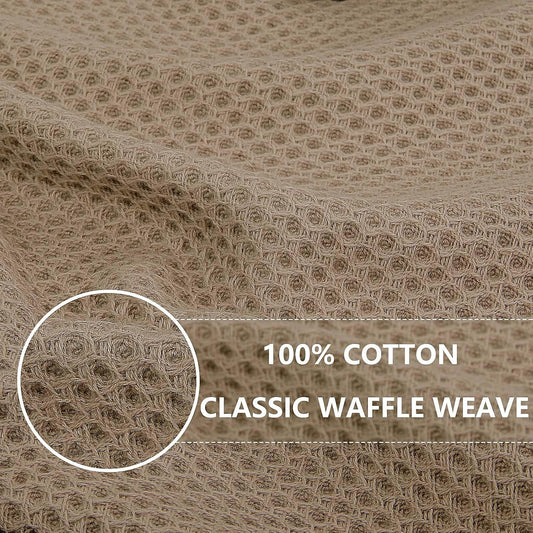 Homaxy 100% Cotton Waffle Weave Kitchen Dish Cloths, Ultra Soft Absorbent Quick Drying Dish Towels, 12 x 12 Inches, 8-Pack, Tan
