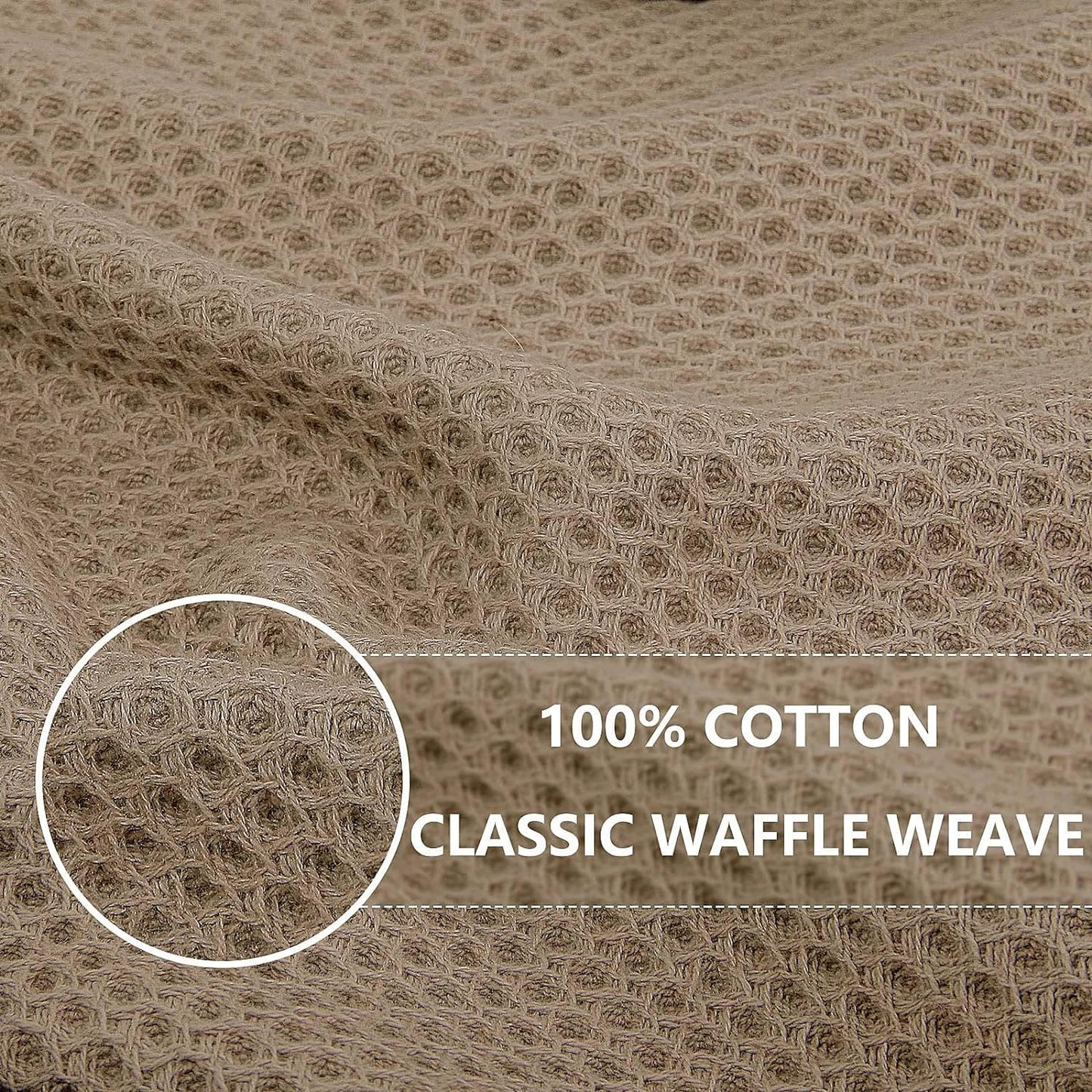 Homaxy 100% Cotton Waffle Weave Kitchen Dish Cloths, Ultra Soft Absorbent Quick Drying Dish Towels, 12 x 12 Inches, 6-Pack, Tan